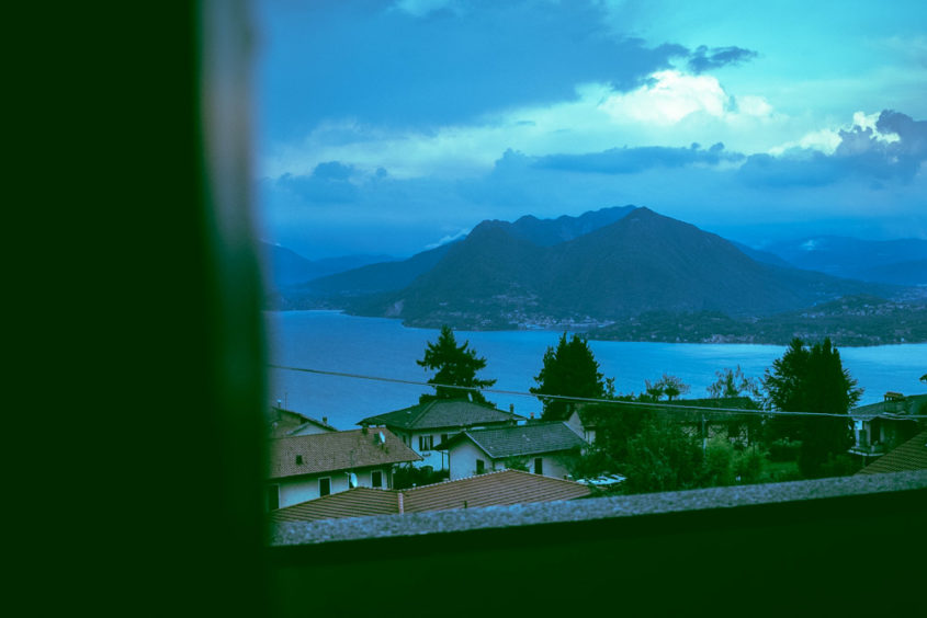 mountain and lake view from a house